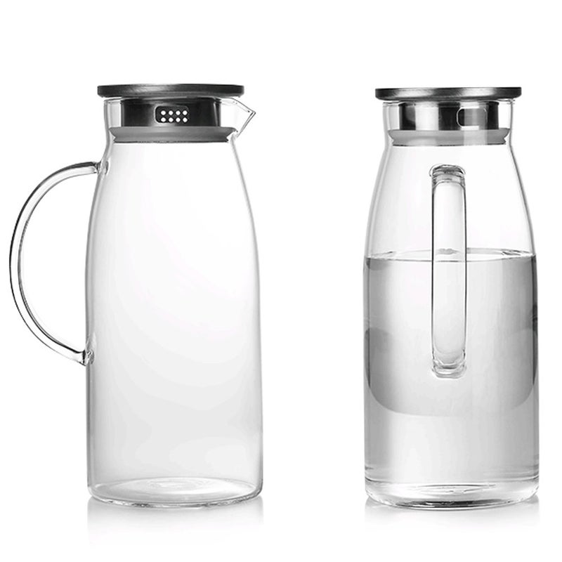 Purefold 60 Ounces Glass Pitcher with Lid, Hot/Cold Water Jug, Juice and Iced Tea Beverage Carafe - Image 4